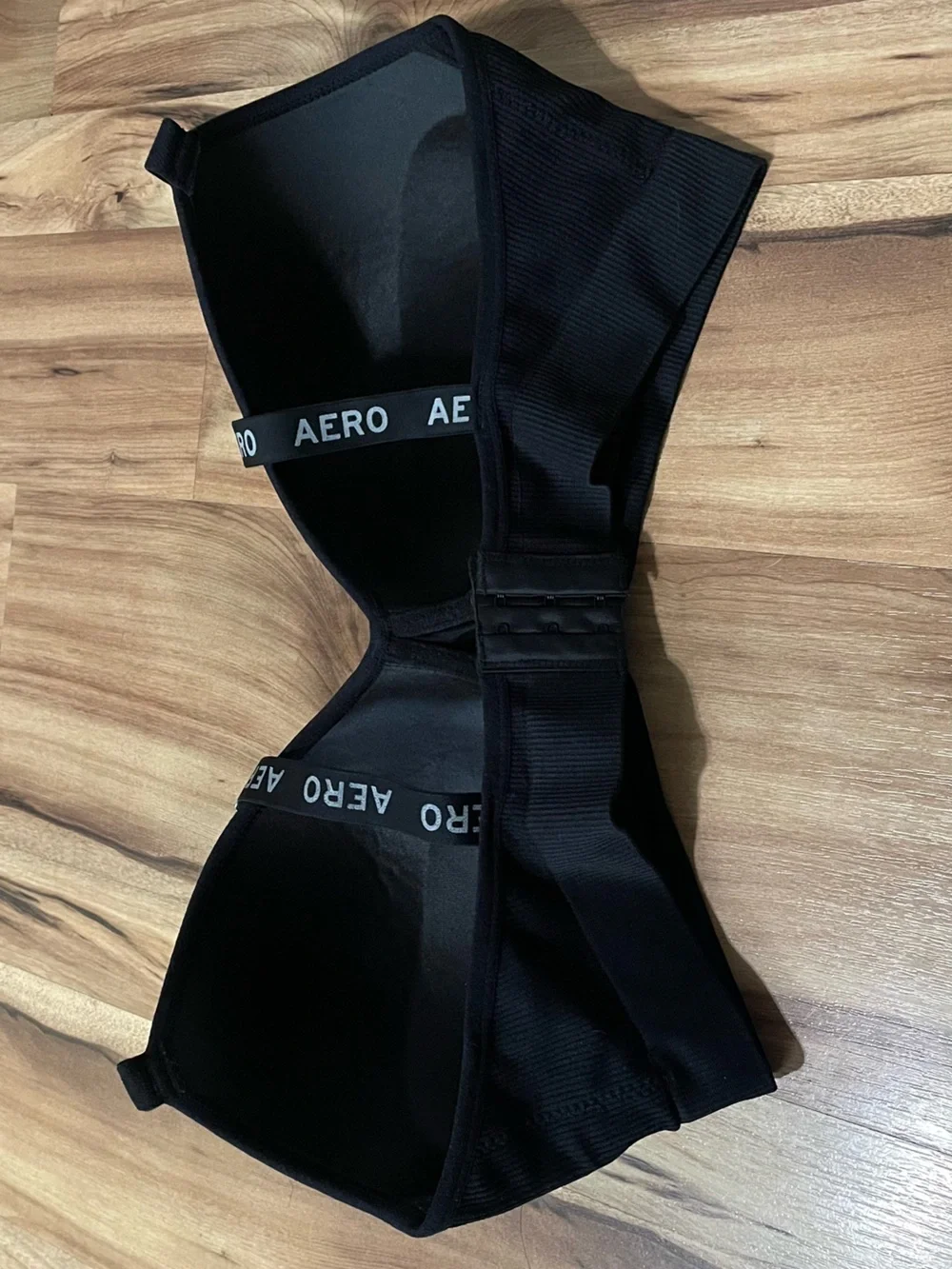 Aeropostale Black Ribbed Wireless Bralette Logo Straps Size 2X